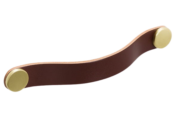 Maner Flexa din piele maro pentru mobilier, cu ornamente finisaj alama